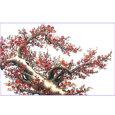 紅梅報春十字繡掛畫86*59cm