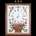 花藍(lán)鐘十字繡掛畫(huà)[配鐘]59*46cm