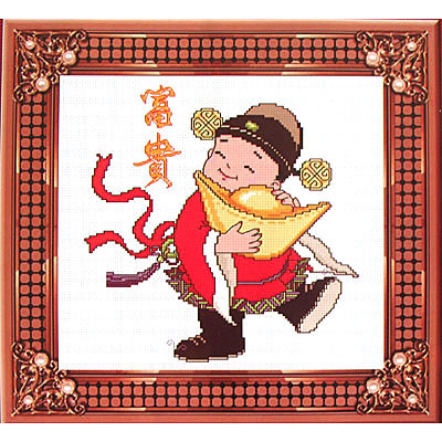 四小財(cái)神十字繡之富貴全套件34*36cm中格