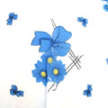 韓款藍色蝴蝶結碎花絲巾