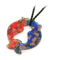 紅藍(lán)雙色雙魚琉璃吊墜