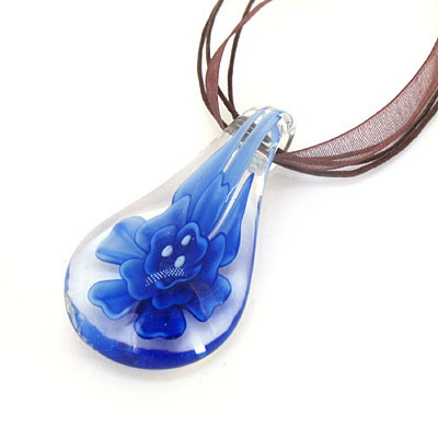 深藍(lán)色琉璃掛墜/內(nèi)雕花精品項鏈墜