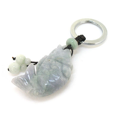 大鯉魚(yú)A料玉石鑰匙扣包掛件