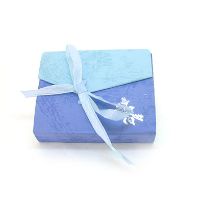 深藍(lán)加淺藍(lán)絲帶翻蓋三件套飾品禮品盒批發(fā)