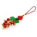 大紅中國結(jié)手機(jī)鏈/時(shí)尚草莓塑料葉小掛件