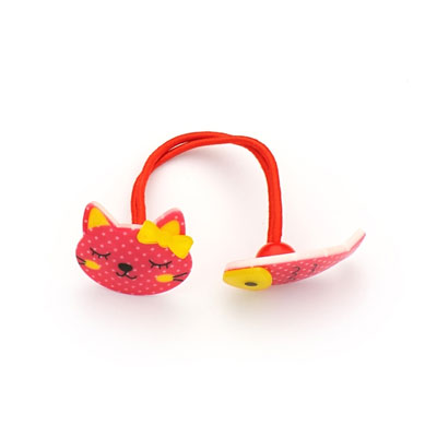 大紅色貓吃魚皮筋/女士時(shí)尚頭飾飾品